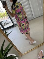 Mng Batik pembe geçişli elbise