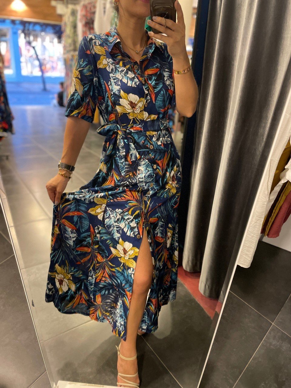 Maxi boy laci gömlek elbise