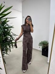 Ny 3010 İthal Kumaş Vatkalı Tasarım Kahve Takım