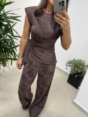 Ny 3010 İthal Kumaş Vatkalı Tasarım Kahve Takım