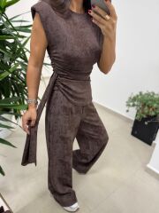 Ny 3010 İthal Kumaş Vatkalı Tasarım Kahve Takım