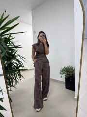 Ny 3010 İthal Kumaş Vatkalı Tasarım Kahve Takım