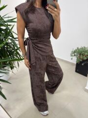 Ny 3010 İthal Kumaş Vatkalı Tasarım Kahve Takım