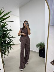 Ny 3010 İthal Kumaş Vatkalı Tasarım Kahve Takım