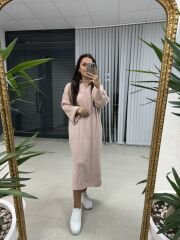Polo neck oversize powder knit dress