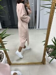 Polo neck oversize powder knit dress