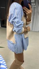 Dr Tasarım Kol Dügme Detaylı Krem Sweat