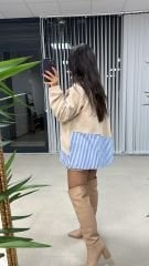 Dr Tasarım Kol Dügme Detaylı Krem Sweat