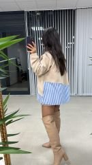 Dr Tasarım Kol Dügme Detaylı Krem Sweat