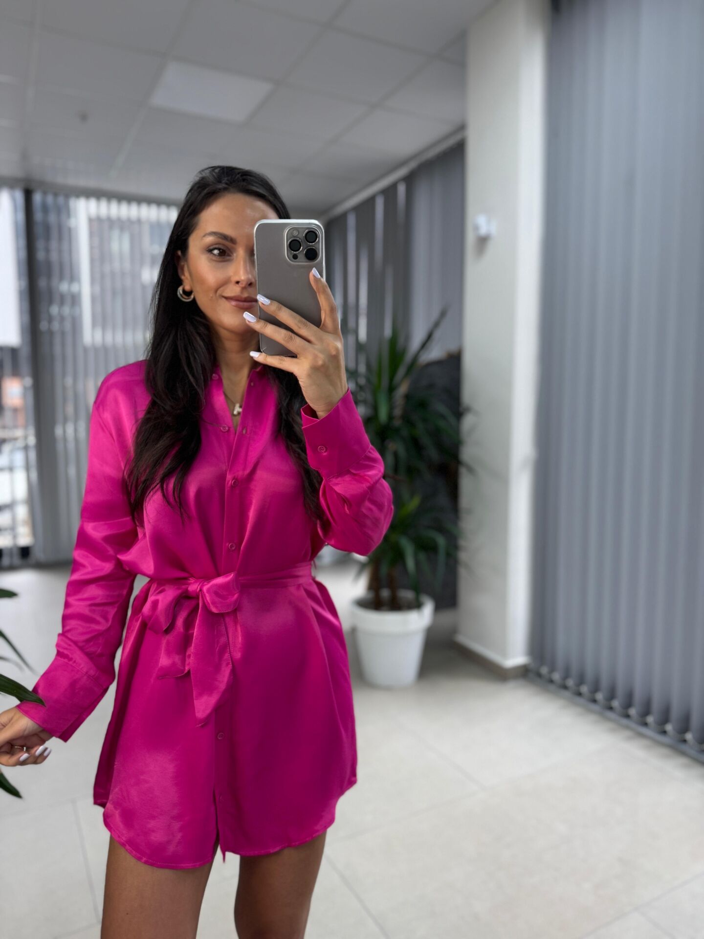 Orj Marka Fuşya Saten Elbise