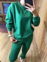 Poplin detaylı yeşil takım