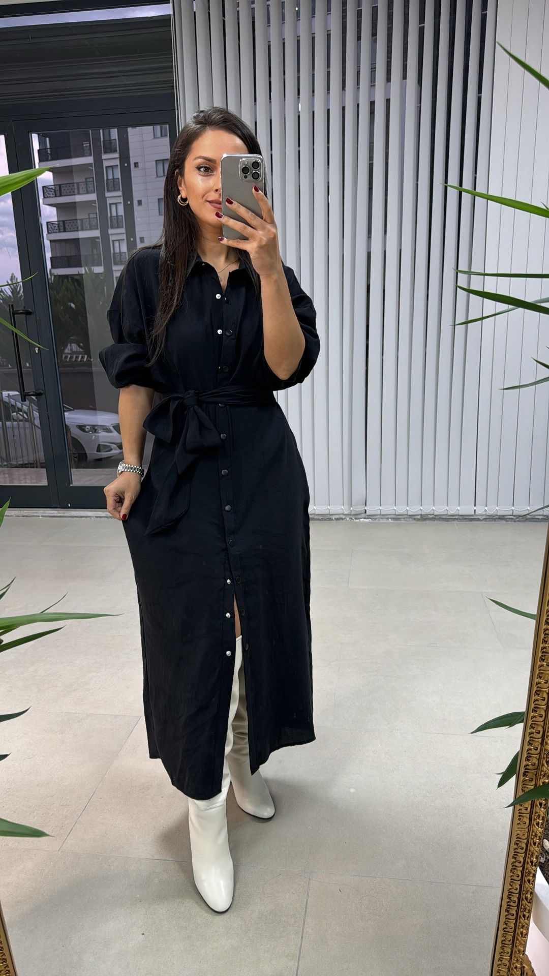 Orj.Marka Siyah Gömlek Elbise