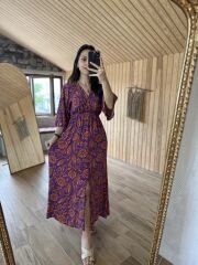 My 3154 Tuana mor geçişli elbise
