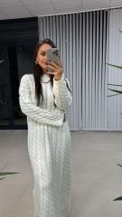 Krem Saç Örgü Triko Elbise