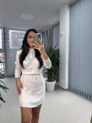 Orj Marka Pudra Saten Elbise