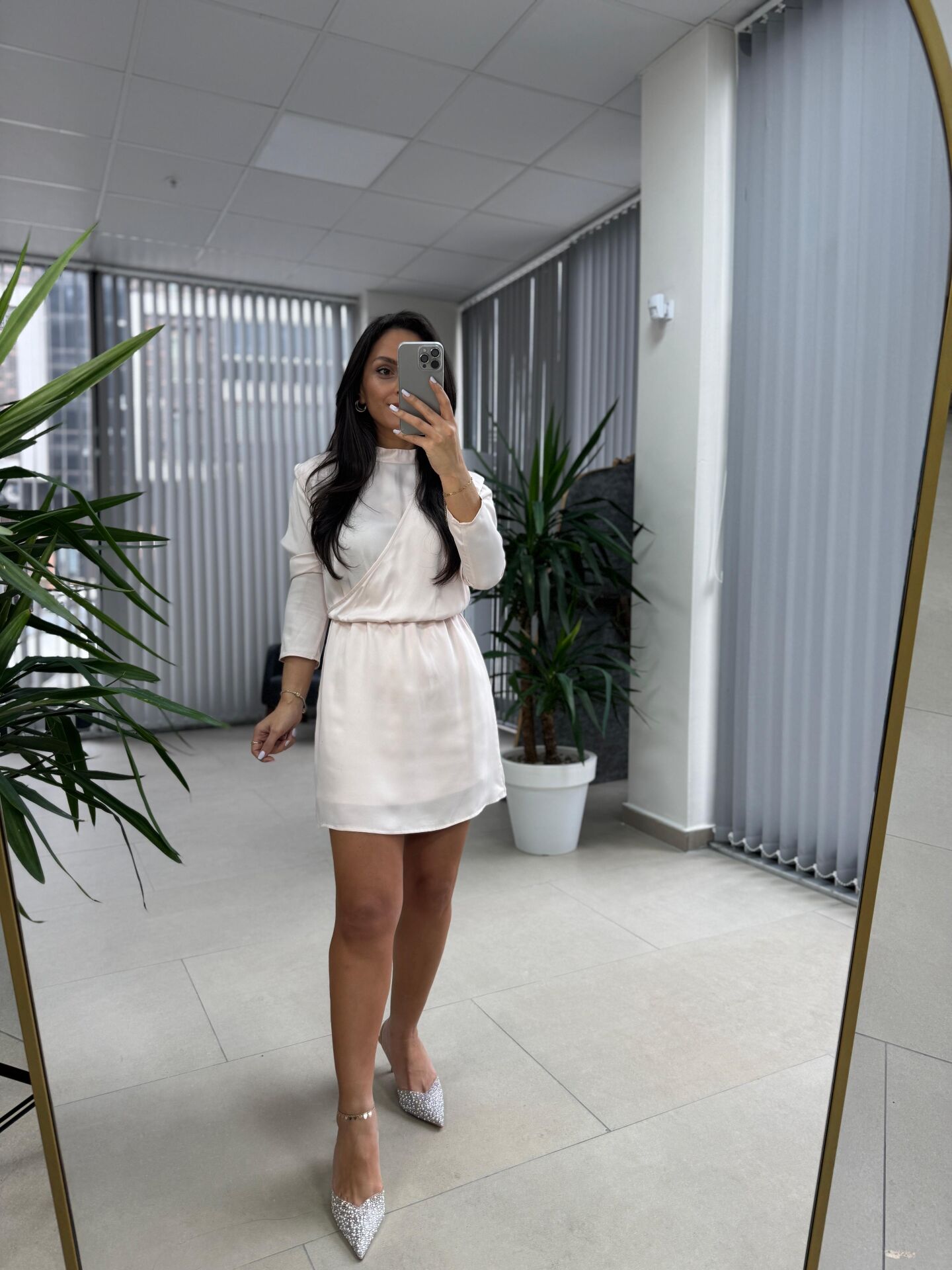 Orj Marka Pudra Saten Elbise