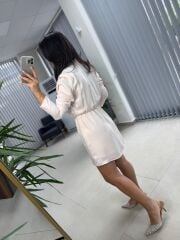 Orj Marka Pudra Saten Elbise