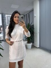 Orj Marka Pudra Saten Elbise