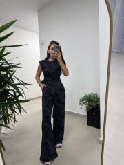 Ny 3010 İthal Kumaş Vatkalı Tasarım Siyah Takım