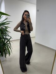 Spt 973 Kahve Yelekli Denim Takım