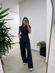 Ny 3010 İthal Kumaş Vatkalı Tasarım Siyah Takım