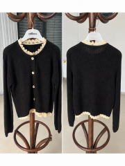 Po 2845 Ham Pamuk Dantel Detaylı Hırka