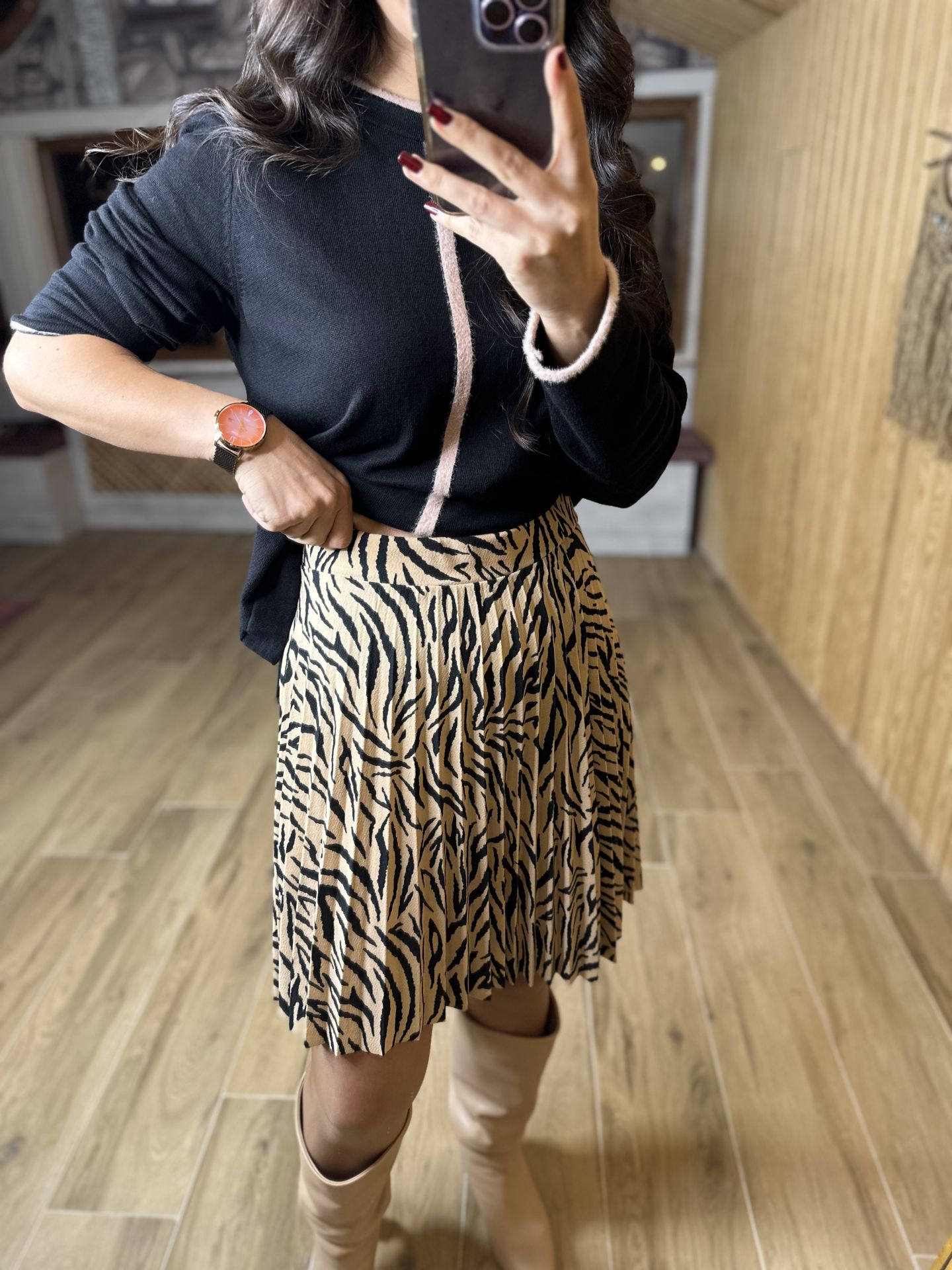 mink crep zebra skirt