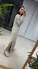 Vizon Saç Örgü Triko Elbise