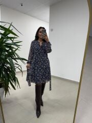 Mc 5088 Laci Gipe Detaylı Şifon Elbise