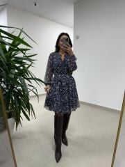 Mc 5088 Laci Gipe Detaylı Şifon Elbise