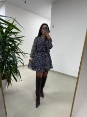 Mc 5088 Laci Gipe Detaylı Şifon Elbise