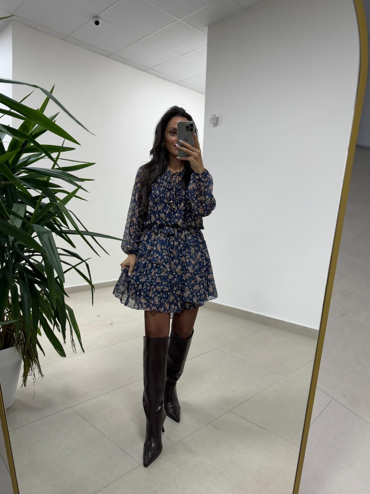 Mc 5088 Laci Gipe Detaylı Şifon Elbise