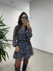 Mc 5088 Laci Gipe Detaylı Şifon Elbise