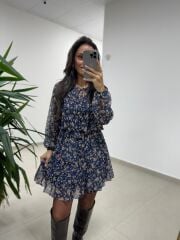 Mc 5088 Laci Gipe Detaylı Şifon Elbise