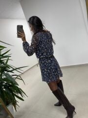 Mc 5088 Laci Gipe Detaylı Şifon Elbise