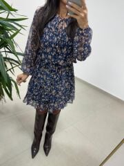 Mc 5088 Laci Gipe Detaylı Şifon Elbise