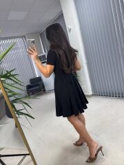 My 3680 Eteği Parça Dikişli Siyah Çan Elbise