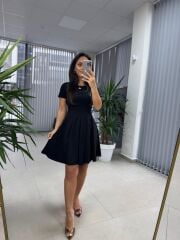 My 3680 Eteği Parça Dikişli Siyah Çan Elbise