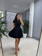 My 3680 Eteği Parça Dikişli Siyah Çan Elbise