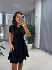 My 3680 Eteği Parça Dikişli Siyah Çan Elbise