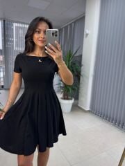 My 3680 Eteği Parça Dikişli Siyah Çan Elbise