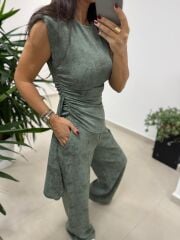 Ny 3010 İthal Kumaş Vatkalı Tasarım Mint Yeşili Takım
