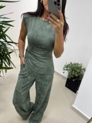 Ny 3010 İthal Kumaş Vatkalı Tasarım Mint Yeşili Takım