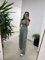 Ny 3010 İthal Kumaş Vatkalı Tasarım Mint Yeşili Takım