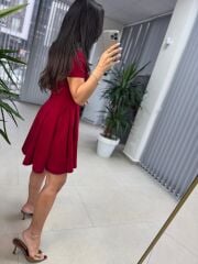 My 3680 Eteği Parça Dikişli Bordo Çan Elbise