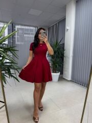 My 3680 Eteği Parça Dikişli Bordo Çan Elbise