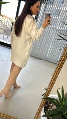 Krem Triko Tunik Elbise