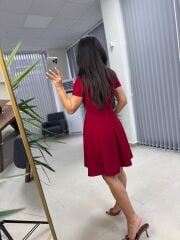 My 3680 Eteği Parça Dikişli Bordo Çan Elbise