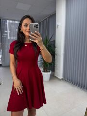 My 3680 Eteği Parça Dikişli Bordo Çan Elbise