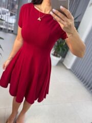 My 3680 Eteği Parça Dikişli Bordo Çan Elbise